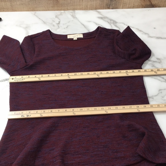 LOFT Maroon‎ Heather Skirt Top Set Womens Large Short Sleeve Peplum Career - Picture 8 of 14